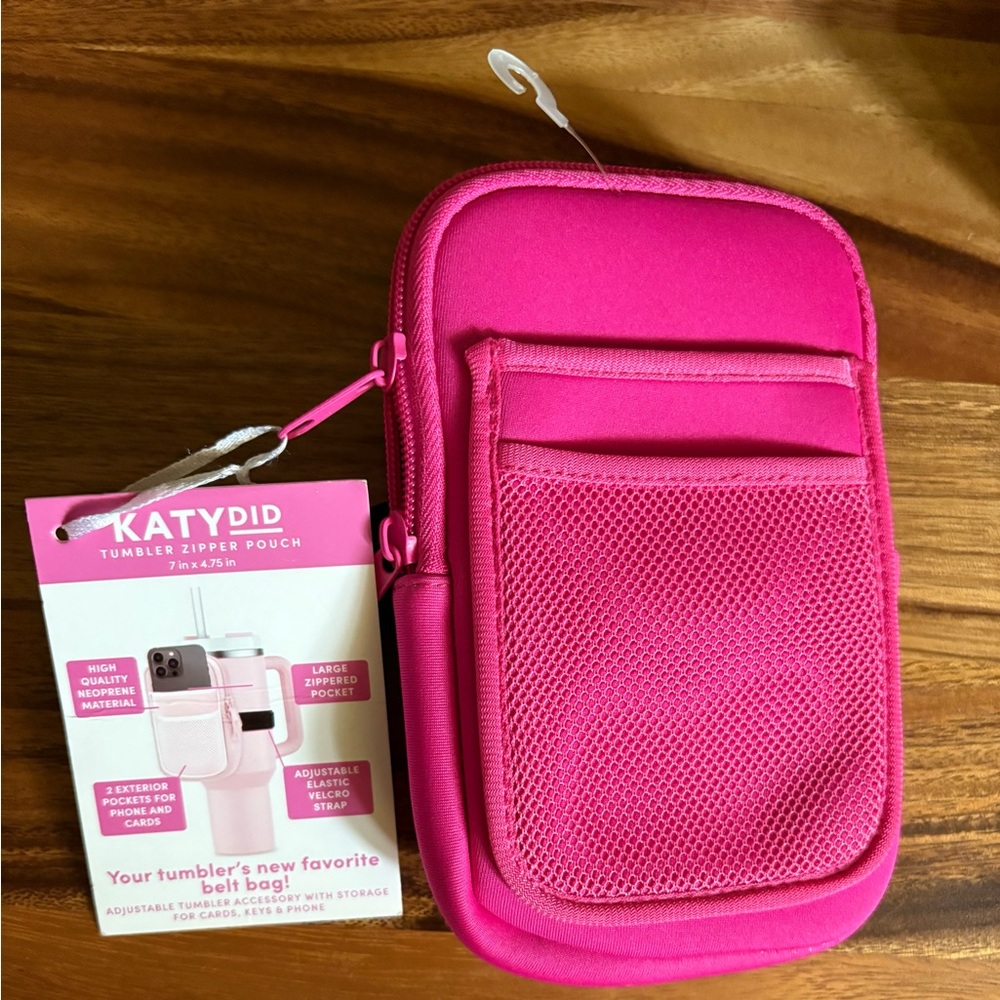 Katydid Pink Tumbler Zipper Pouch, NWOT!
